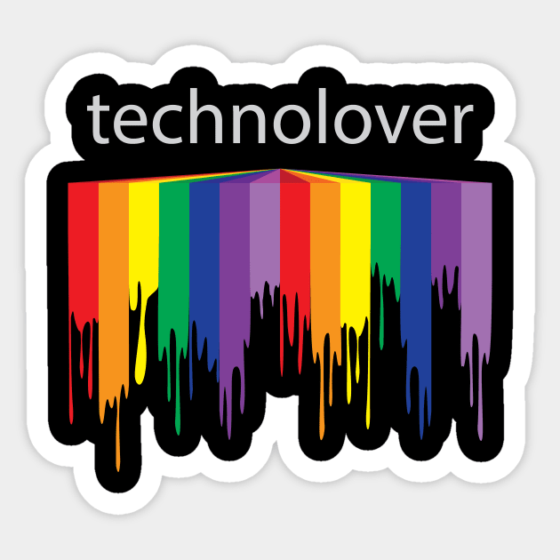 Technolover Rainbow Paint Drip Sticker by Stick em Up